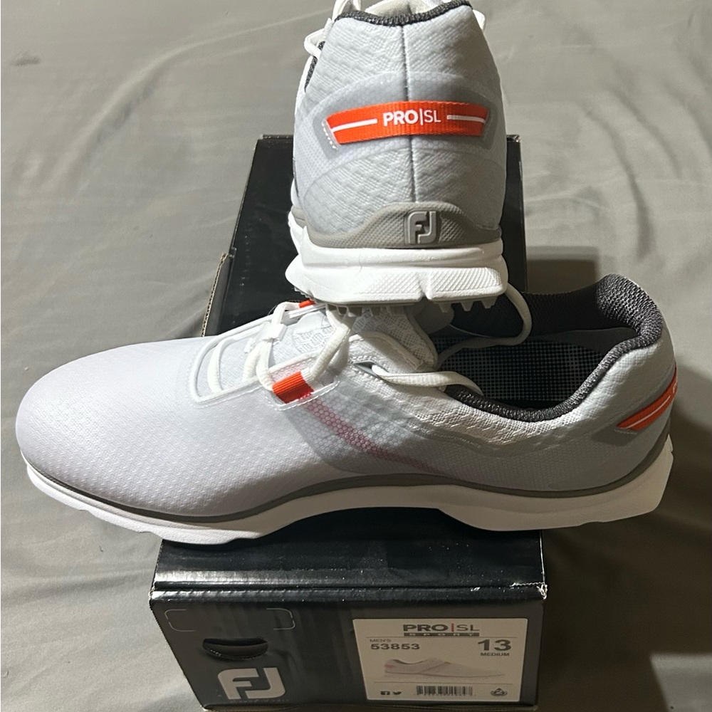 Brand New in Box Footjoy Pro|SL Sport golf shoes. Men’s Size 13. White.